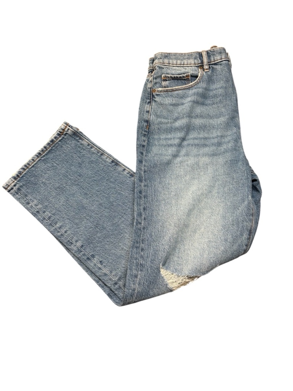 LOFT The Straight High Rise Distressed Jeans Light Wash | Size 28 / 6